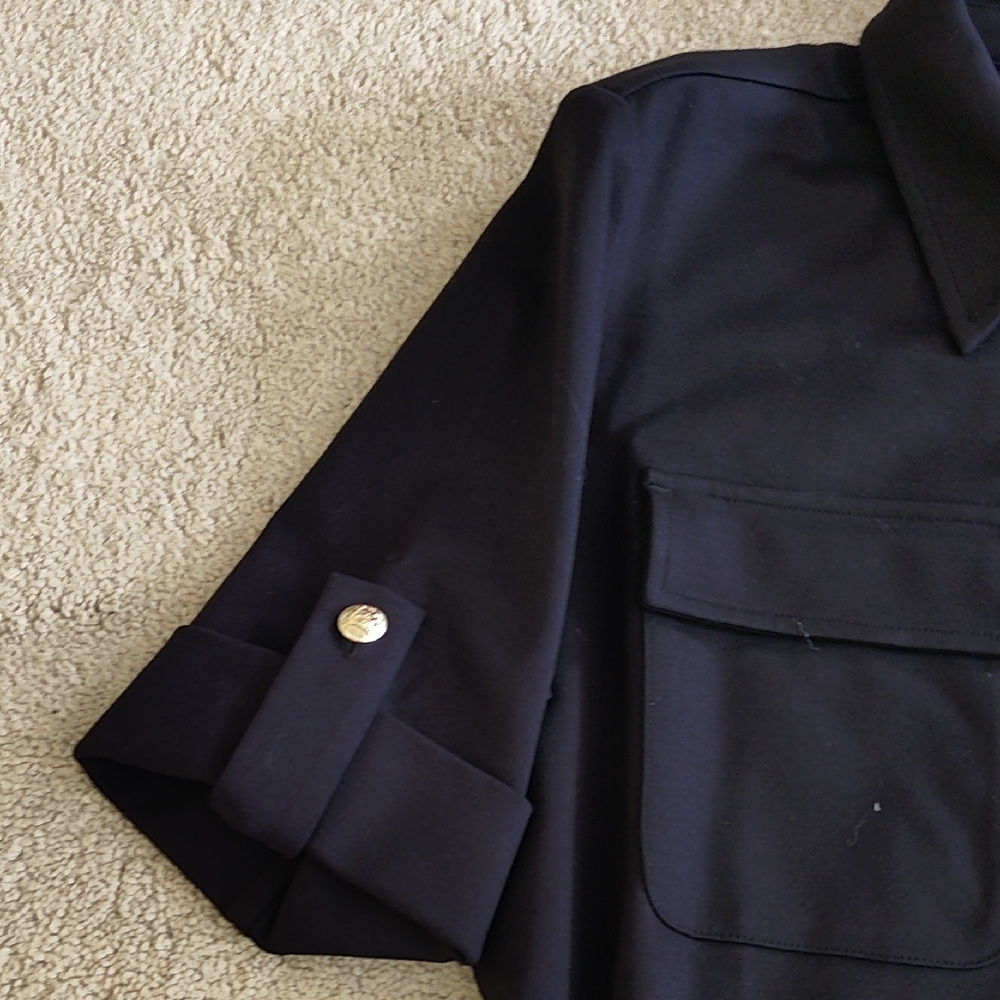 Elegant Black Belted Shirt Dress - Picture 3 of 9